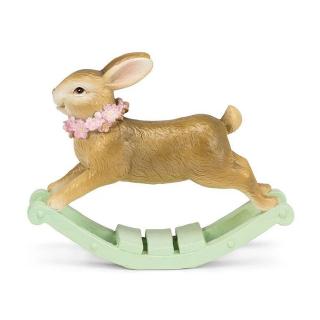 Decoratiune Paste model Iepuras pe balansoar, 16 cm, auriu