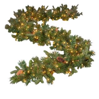 Ghirlanda artificiala Craciun Pine cu leduri si conuri, 270 cm