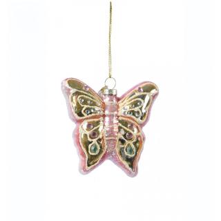Glob brad Craciun model Fluture, 8 cm, roz