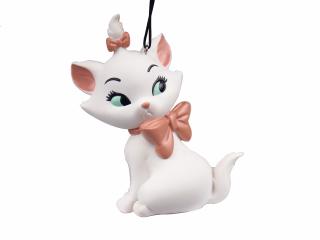 Ornament brad 3D pisica Marie, Disney,10 cm, rasina, alb - Pisicile Aristocrate