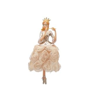 Ornament brad balerina Chloe, 17 cm, champagne gold