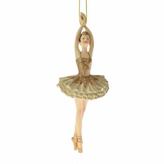 Ornament brad Balerina Maia, rasina, auriu, 14 cm