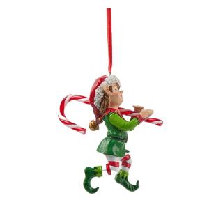 Ornament brad Elf cu acadea, 16 cm, multicolor