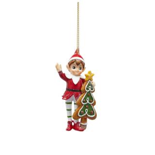 Ornament brad Elf cu fursec, 13 cm, multicolor