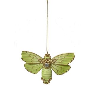 Ornament brad model fluture, 14 cm, rasina, verde