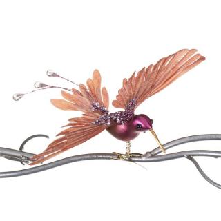 Ornament brad pasare Colibri, ciclam, 18 cm