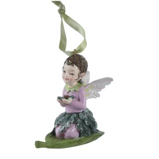 Ornament brad Zana Padurii glitter, 8 cm, rasina, verde