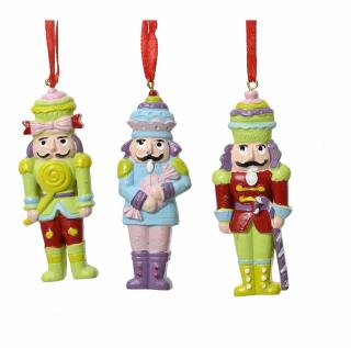 Set 3 ornamente brad Craciun Spargatorul de nuci, 6 cm, rasina, multicolor