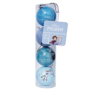 Set mix 4 globuri Craciun Elsa, Anna si Olaf, Frozen, 6 cm, albastru