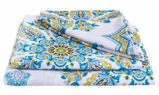 Lenjerie de pat bumbac polycotton, SomnART, pentru pat de 2 persoane (2 fete perne 50x70, cearceaf pat 240x240, cearceaf pilota 180x200), Armonia