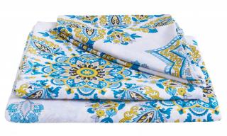 Lenjerie de pat bumbac polycotton, SomnART, pentru pat de 2 persoane XXL (2 fete perne 50x70, cearceaf pat 240x260, cearceaf pilota 220x200), Armonia