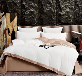 Lenjerie din matase,pat dublu,6 piese,alba crem-A581