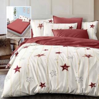 Lenjerie pat dublu,bumbac finet,6 piese,cearceaf cu elastic 160 180x200cm, cearceaf pilota 200x230cm, 2 fete de perna 50x70, 2 fete de perna 70x70-HF6P223