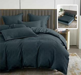 Lenjerie pat dublu,bumbac finet,6 piese,cearceaf cu elastic 160 180x200cm, cearceaf pilota 200x230cm, 2 fete de perna 50x70, 2 fete de perna 70x70,neagra-81225