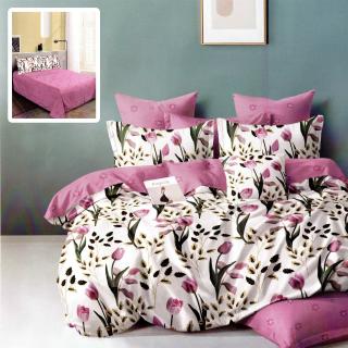 Lenjerie pat dublu,bumbac finet,6 piese,cearceaf normal 220x240cm, cearceaf pilota 200x220cm, 2 fete de perna 50x70, 2 fete de perna 70x70-M364