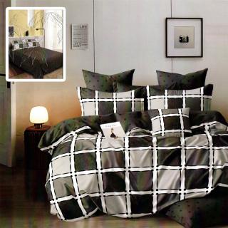 Lenjerie pat dublu,bumbac finet,6 piese,cearceaf normal 220x240cm, cearceaf pilota 200x220cm, 2 fete de perna 50x70, 2 fete de perna 70x70-M365