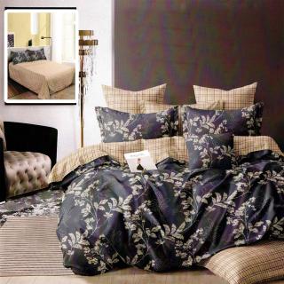 Lenjerie pat dublu,bumbac finet,6 piese,cearceaf normal 220x240cm, cearceaf pilota 200x220cm, 2 fete de perna 50x70, 2 fete de perna 70x70-M366