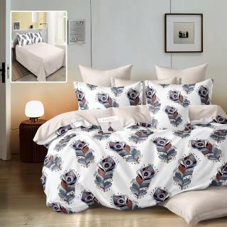 Lenjerie pat dublu,bumbac finet,6 piese,cearceaf normal 220x240cm, cearceaf pilota 200x220cm, 2 fete de perna 50x70, 2 fete de perna 70x70-M373