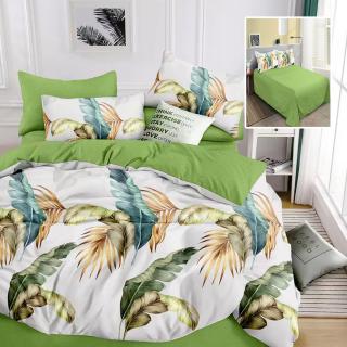 Lenjerie pat dublu,bumbac finet,6 piese,cearceaf normal 220x240cm, cearceaf pilota 200x220cm, 2 fete de perna 50x70, 2 fete de perna 70x70-M381