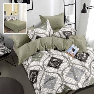 Lenjerie pat dublu,bumbac finet,6 piese,cearceaf normal 220x240cm, cearceaf pilota 200x220cm, 2 fete de perna 50x70, 2 fete de perna 70x70-M383