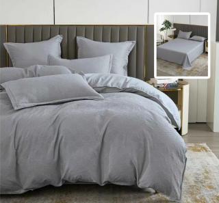 Lenjerie pat dublu,bumbac finet,6 piese,cearceaf normal 230x250cm, cearceaf pilota 200x230cm, 2 fete de perna 50x70, 2 fete de perna 70x70,gri-81216