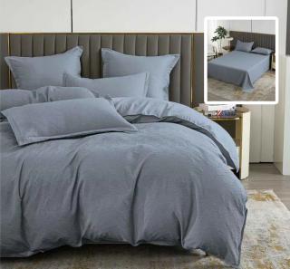 Lenjerie pat dublu,bumbac finet,6 piese,cearceaf normal 230x250cm, cearceaf pilota 200x230cm, 2 fete de perna 50x70, 2 fete de perna 70x70,gri antracit-81220