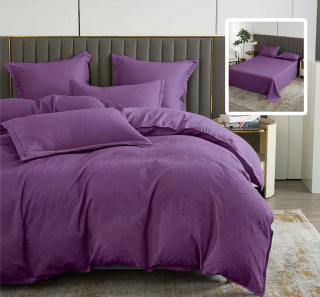 Lenjerie pat dublu,bumbac finet,6 piese,cearceaf normal 230x250cm, cearceaf pilota 200x230cm, 2 fete de perna 50x70, 2 fete de perna 70x70,mov-81215