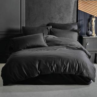 Lenjerie pat dublu,,damasc satinat,4 piese,cearceaf de pat 220x240cm,cearceaf pilota 180x210cm,doua fete de perna 50x70cm,neagra-A1046 negru