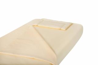 Lenjerie patut bebe, SomnART, cearceaf pat 60x120x10 cu elastic, cearceaf pilota 80x110, perna joasa 20x35, Galben