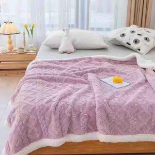 Patura cocolino 200x230cm,tip tricotaj cu blanita,lila-F037