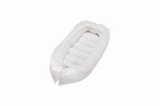 Pozitionator SomnArt baby nest, 94x60cm, cu dantela, alb