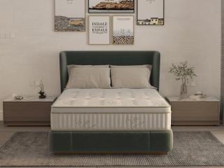 Saltea cu memorie si arcuri Bambus Super Confort Pocket Multilayer 180x200, inaltime 25 cm, husa matlasata, sistem 3D, manere, fermitate medie