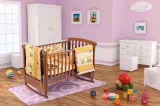 Set patut bebe, Somnart, cearceaf cu elastic pentru saltea 60x120x10, pernuta 37     55, pilota 100     105, aparatori 180x45, model Honey