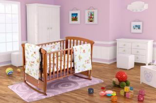 Set patut bebe, Somnart, cearceaf cu elastic pentru saltea 60x120x10, pernuta 37     55, pilota 100     105, aparatori 180x45, model Jungle