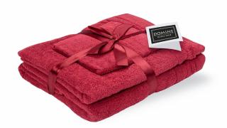 Set prosoape bumbac Domine 600gsm de fata 50x90 cm + de corp 70x140 + de maini 30x50 cm, bordeaux