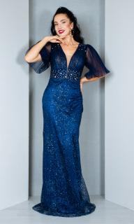Rochie Anneliese lunga bleumarin