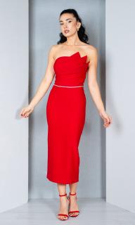 Rochie Davina midi rosie