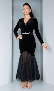 Rochie de catifea Estelle midi neagra