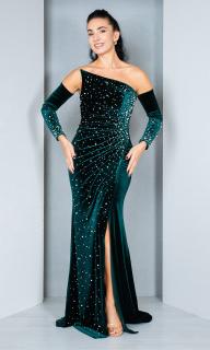 Rochie de catifea Freya lunga verde