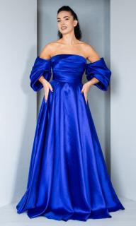 Rochie organza Brylee lunga albastra