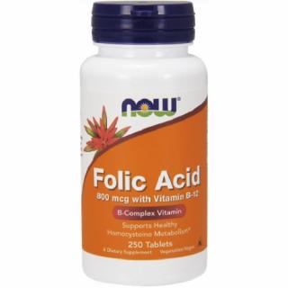 Acid Folic (Vitamina B9) 800mg cu 25 mcg Vitamina B12, 250 Tablete