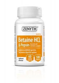 Betaine HCL  Pepsin (hipoaciditate gastrica si sustinerea digestiei)   60 cps