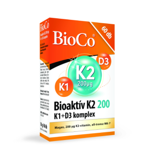 BioCo K2 bioactiv 200  µg + Complex K1+ D3 (  contribuie la mentinerea sanatatii oaselor si la coagularea normala a sangelui)   60 CPM