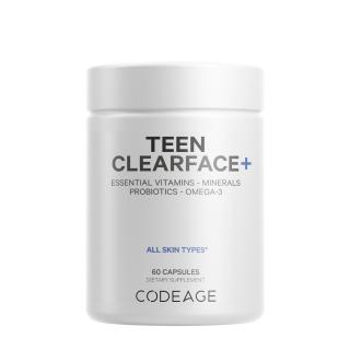 Codeage Teen Clearface Daily Multivitamin  Minerals, Complex de Multivitamine pentru Adolescenti pentru Ten Sanatos, 60 cps