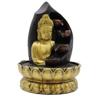 Fantana Arteziana - 30cm - Buddha Auriu si Vase de Turnare