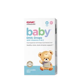 GNC Milestones   Baby,   DHA Drops with Vitamins D  E, Picaturi cu DHA + Vitamina D si E pentru Bebelusi  60 ml