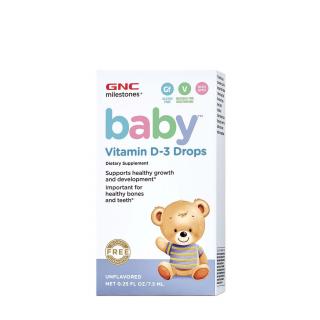 GNC Milestones   Baby,   Vitamin D-3 Drops, Vitamina D-3 Picaturi Pentru Bebelusi Naturala 100% din Lanolina, 7.5 ml