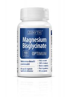 Magneziu Bisglicinat Optimum 900 mg   60 cps( capsula mai mica, aceeasi eficienta-stres,anxietati,insomnii)