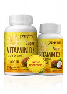 Pachet Super VITAMIN D3, 2000 UI, 150 cps