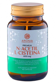 Premium N-Acetil L-Cisteina - NAC - la 600 mg ( capsule cu un aminoacid esential pentru plamani, ficat, creier si fertilitate)   60cps